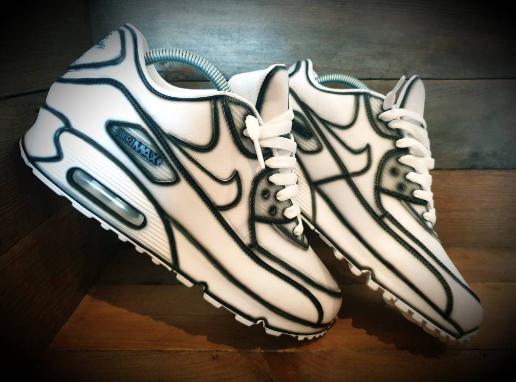 Custom Painted Air Max 90/Sneakers/Shoes/Kicks/Premium/Personalised/White Cartoon