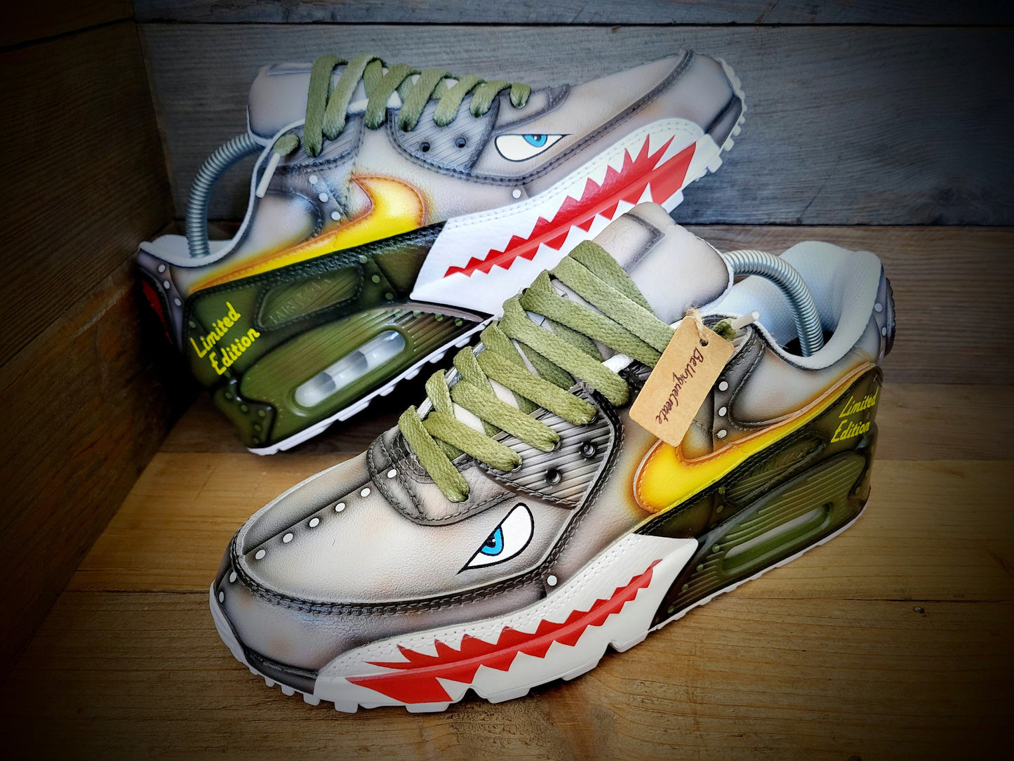 Custom Painted Air Max 90/Sneakers/Shoes/Kicks/Premium/Personalised/Premium Warhawk/Sharks Teeth