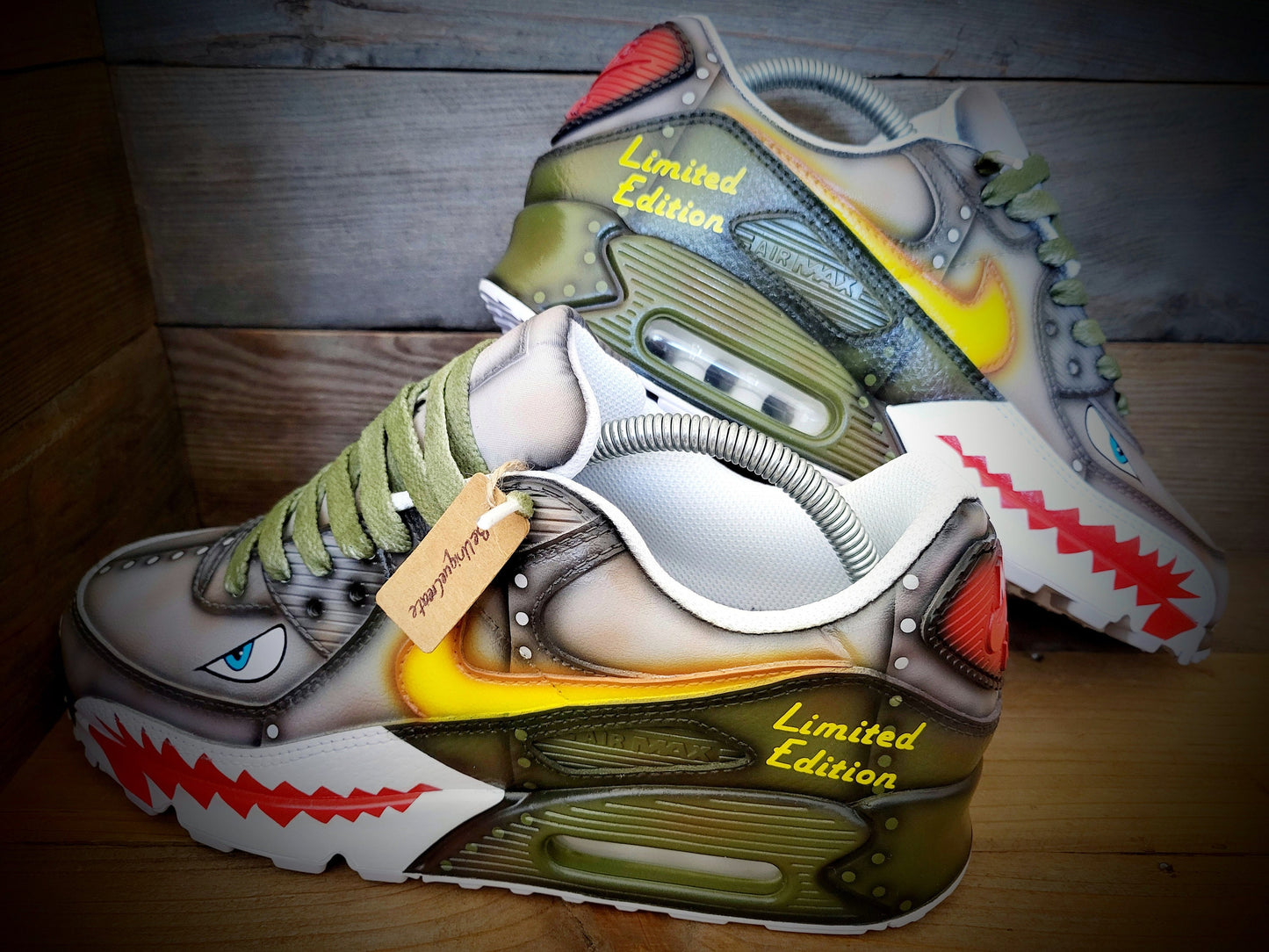 Custom Painted Air Max 90/Sneakers/Shoes/Kicks/Premium/Personalised/Premium Warhawk/Sharks Teeth