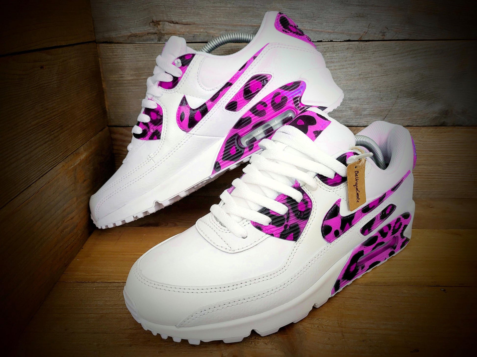 Custom Painted Air Max 90/Sneakers/Shoes/Kicks/Premium/Personalised/Pink Leopard Print