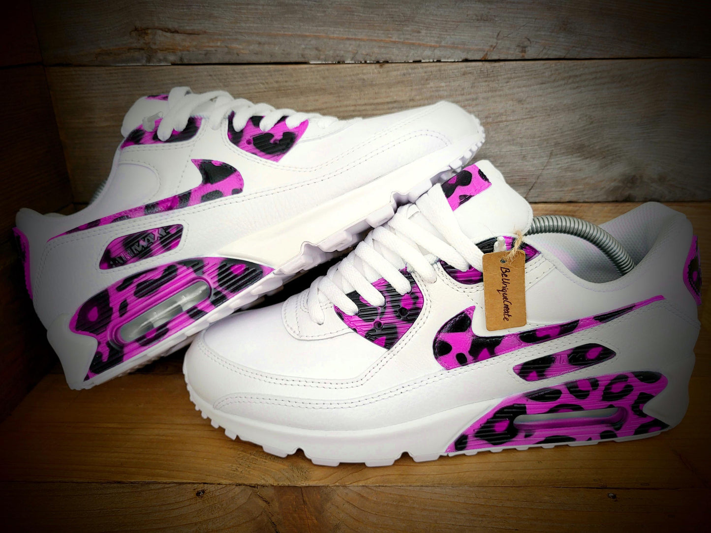 Custom Painted Air Max 90/Sneakers/Shoes/Kicks/Premium/Personalised/Pink Leopard Print