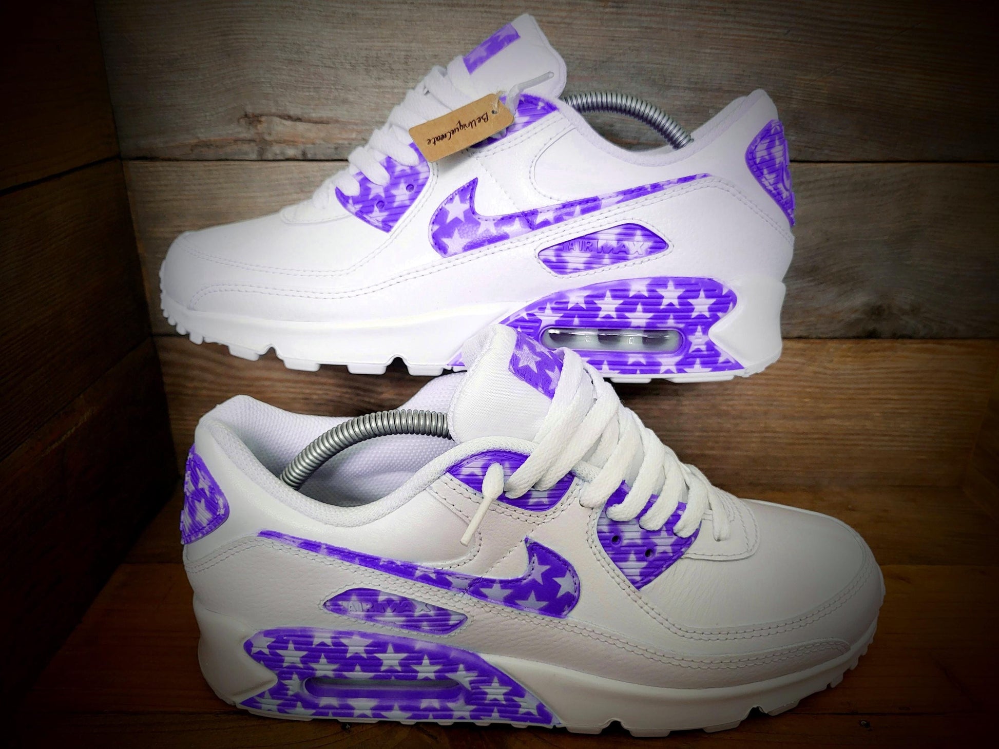 Custom Painted Air Max 90/Sneakers/Shoes/Kicks/Premium/Personalised/Purple Stars