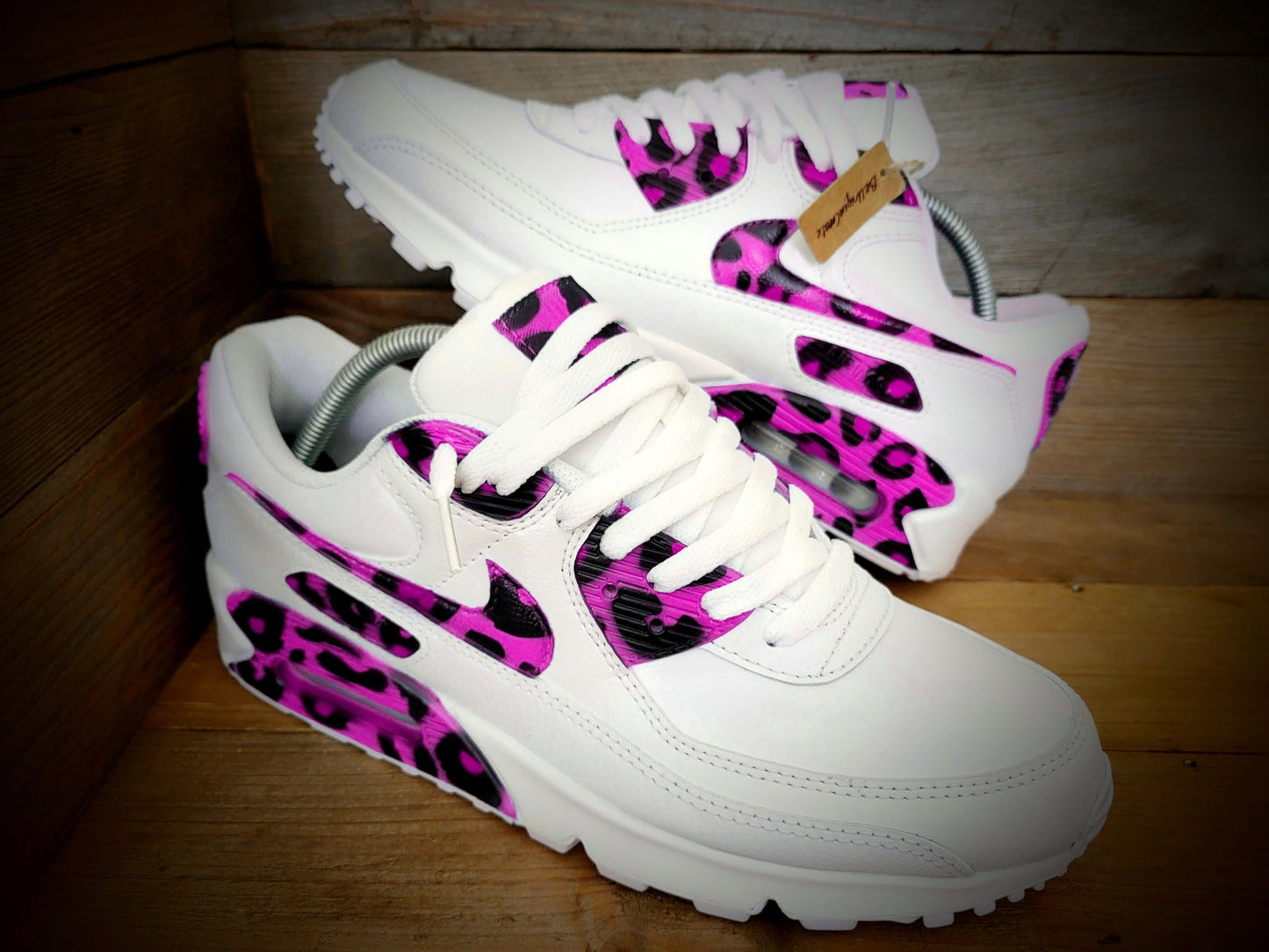 Custom Painted Air Max 90/Sneakers/Shoes/Kicks/Premium/Personalised/Pink Leopard Print