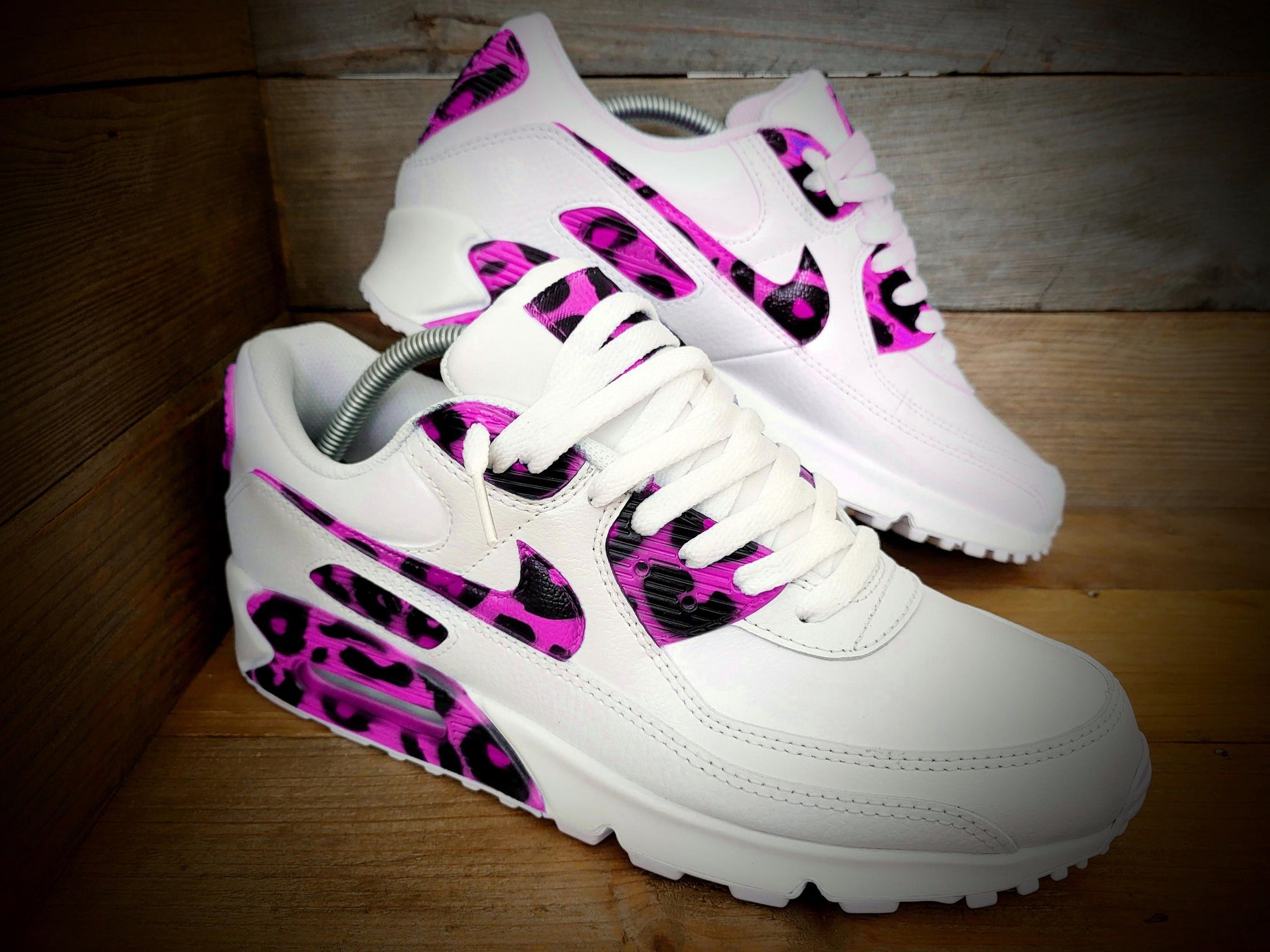 Custom Painted Air Max 90/Sneakers/Shoes/Kicks/Premium/Personalised/Pink Leopard Print