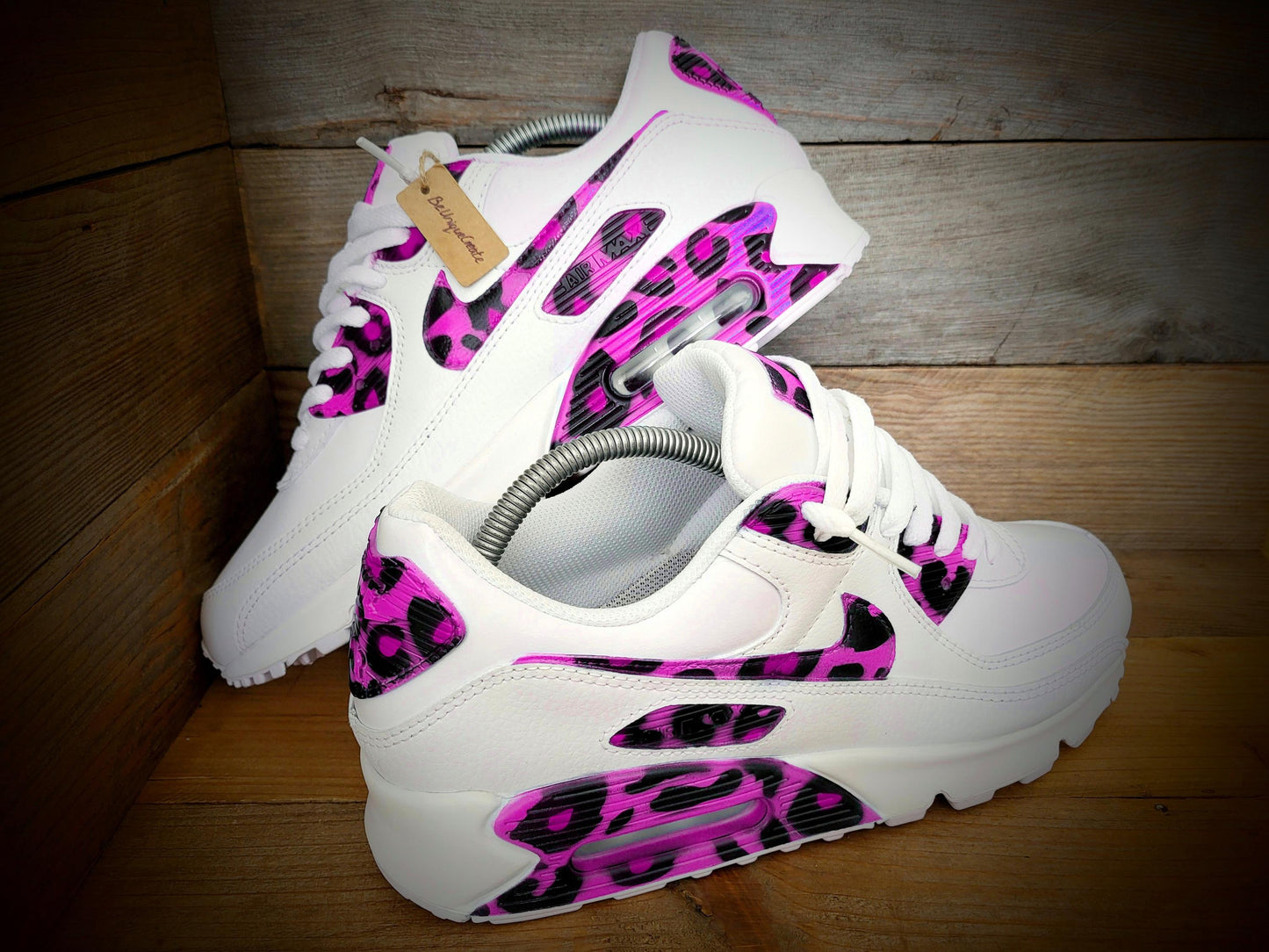 Custom Painted Air Max 90/Sneakers/Shoes/Kicks/Premium/Personalised/Pink Leopard Print