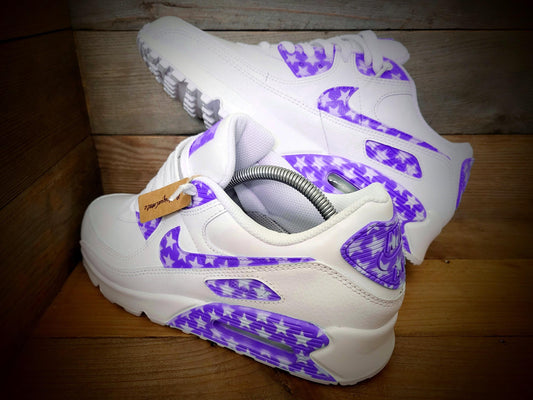 Custom Painted Air Max 90/Sneakers/Shoes/Kicks/Premium/Personalised/Purple Stars