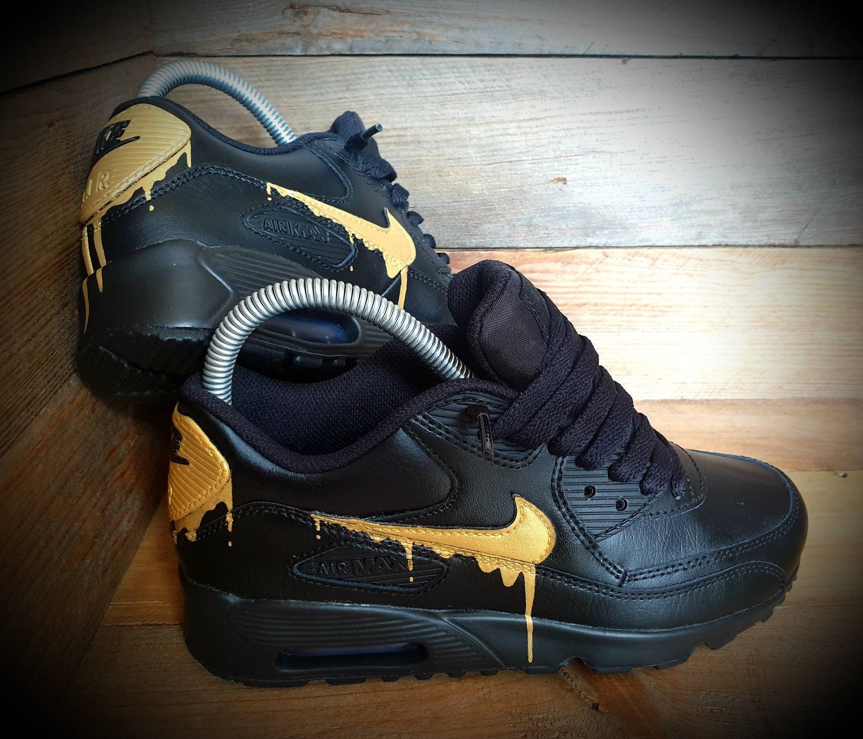 Custom Painted Air Max 90/Sneakers/Shoes/Kicks/Premium/Personalised/Dripping Gold