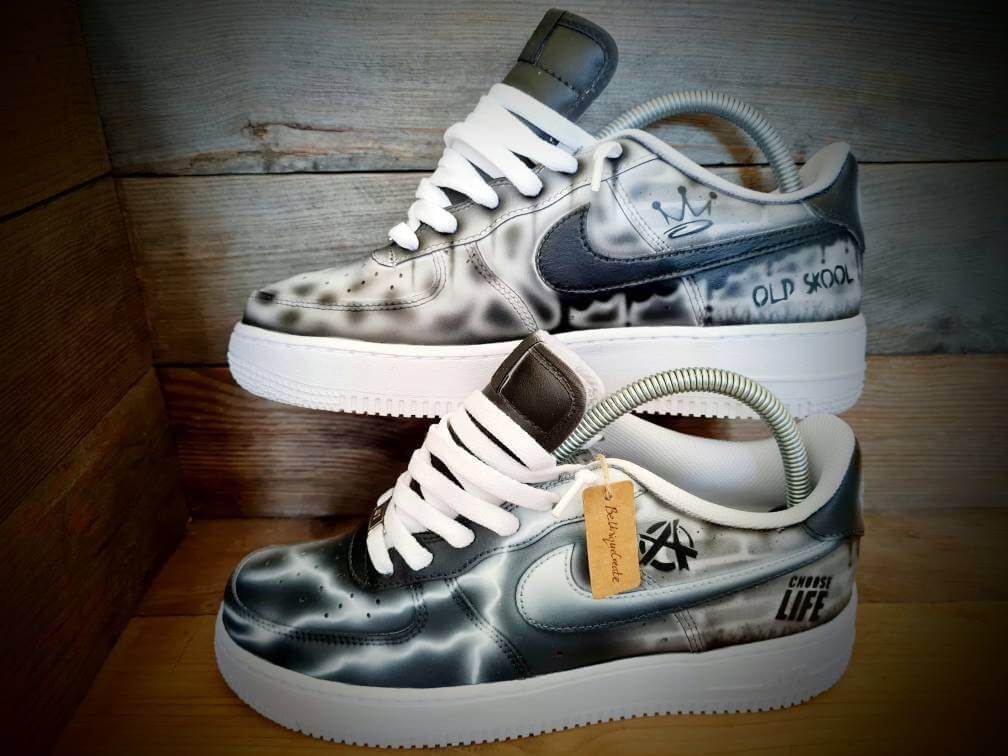 Custom Painted Air Force 1/Sneakers/Shoes/Kicks/Art/Grey Brick Art
