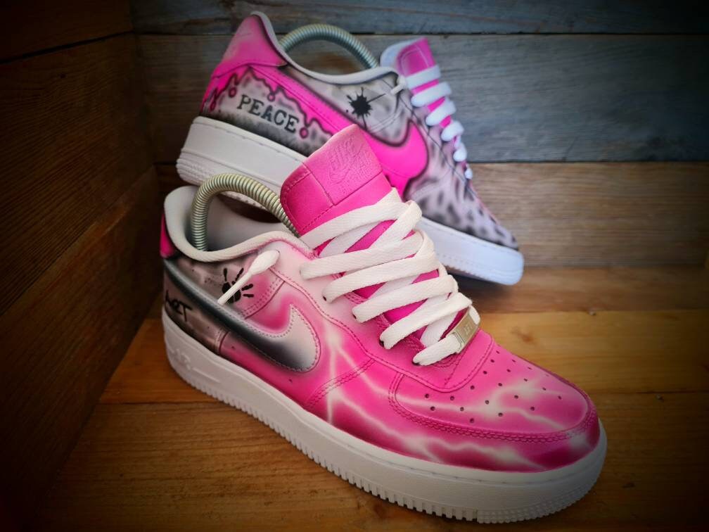 Custom Painted Air Force 1/Sneakers/Shoes/Kicks/Art/Pink Brick Art