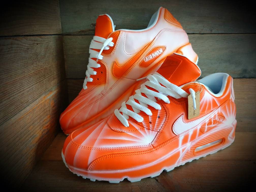 Custom Painted Air Max 90/Sneakers/Shoes/Kicks/Premium/Personalised/Icey Drip-Orange