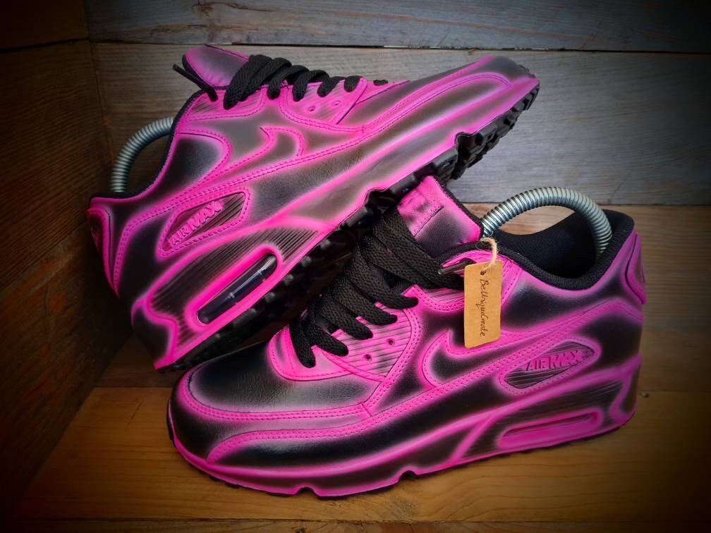 Custom Painted Air Max 90/Sneakers/Shoes/Kicks/Premium/Personalised/Neon Pink Cartoon