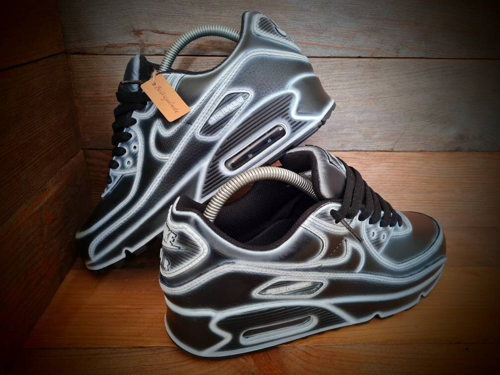 Custom Painted Air Max 90/Sneakers/Shoes/Kicks/Premium/Personalised/Black Cartoon