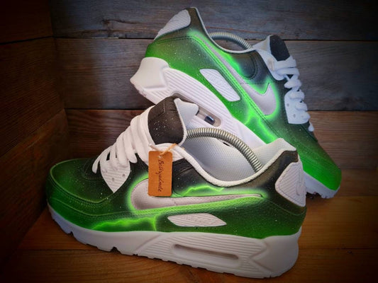 Custom Painted Air Max 90/Sneakers/Shoes/Kicks/Premium/Personalised/Neon Lightning