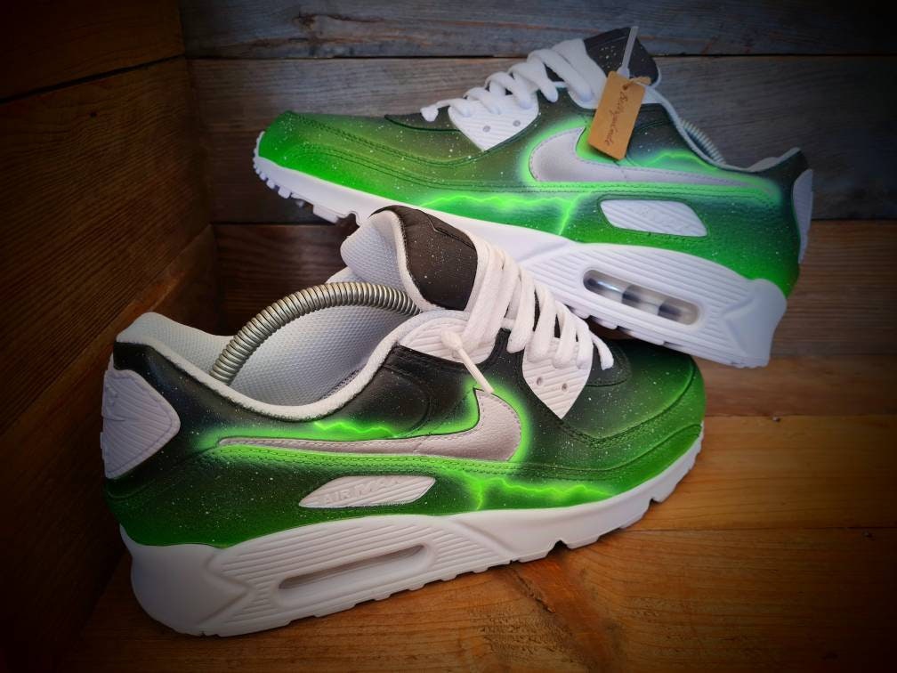 Custom Painted Air Max 90/Sneakers/Shoes/Kicks/Premium/Personalised/Neon Lightning