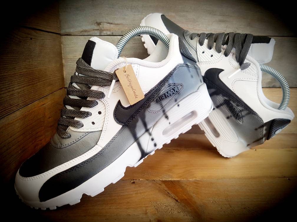 Custom Painted Air Max 90/Sneakers/Shoes/Kicks/Premium/Personalised/Drip Fade-Black