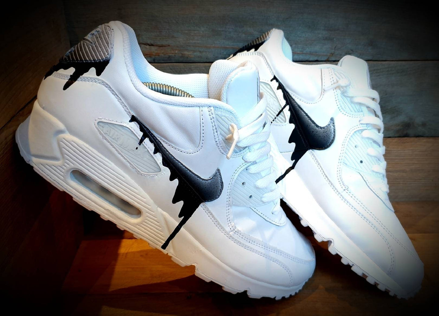 Custom Painted Air Max 90/Sneakers/Shoes/Kicks/Premium/Personalised/Speckled Drip-Black