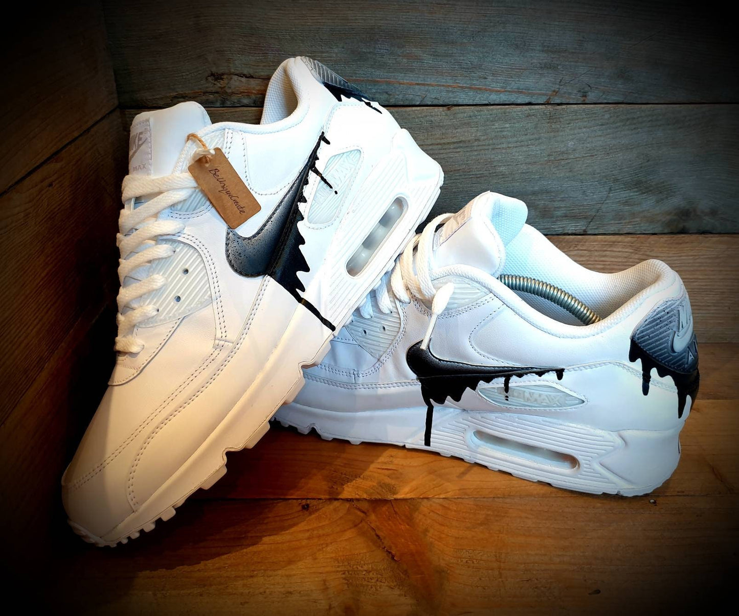 Custom Painted Air Max 90/Sneakers/Shoes/Kicks/Premium/Personalised/Speckled Drip-Black