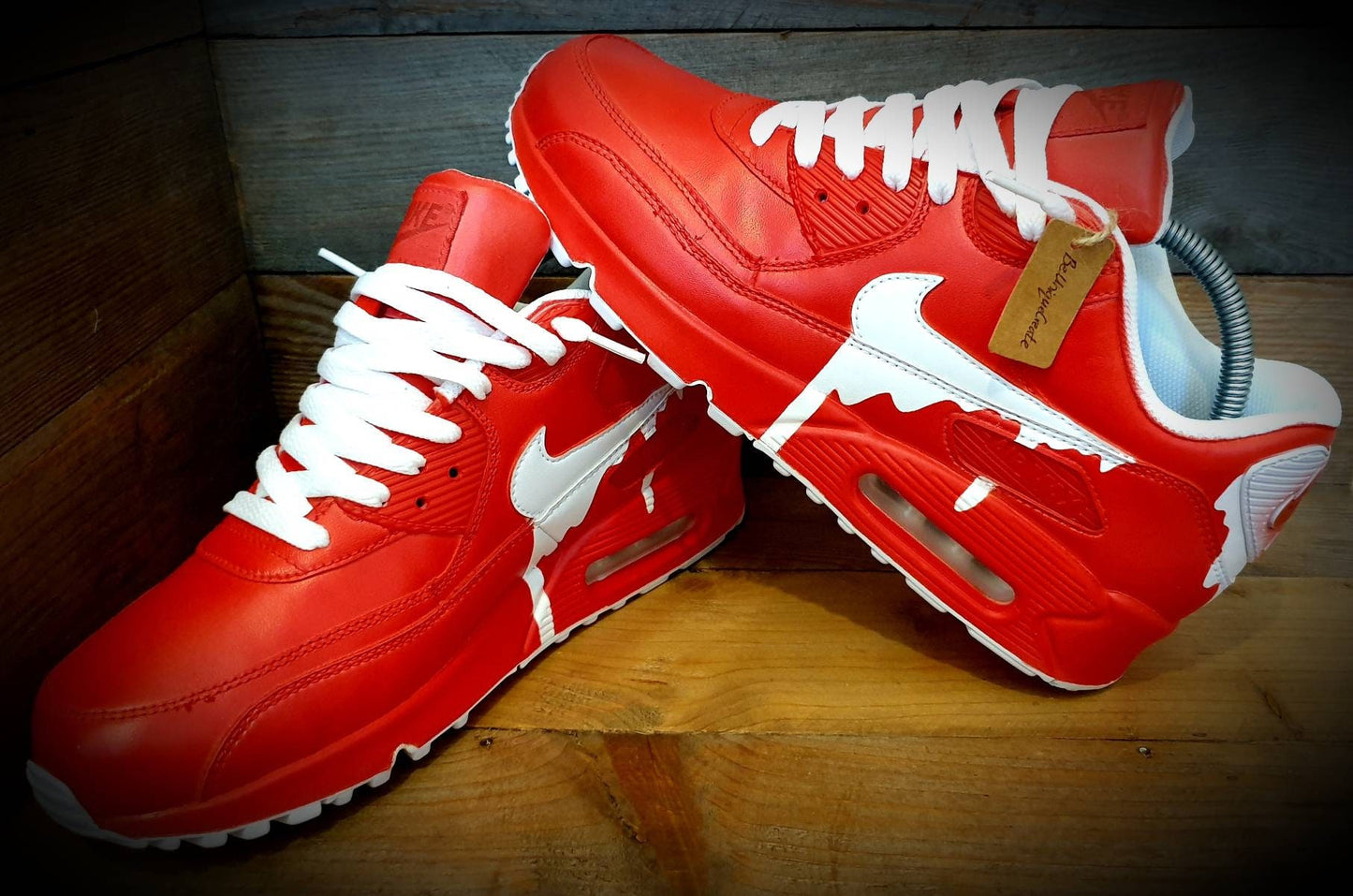 Custom Painted Air Max 90/Sneakers/Shoes/Kicks/Premium/Personalised/Classic Drip-Red