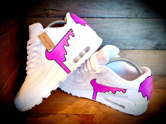 Custom Painted Air Max 90/Sneakers/Shoes/Kicks/Premium/Personalised/Neon Purple Drip