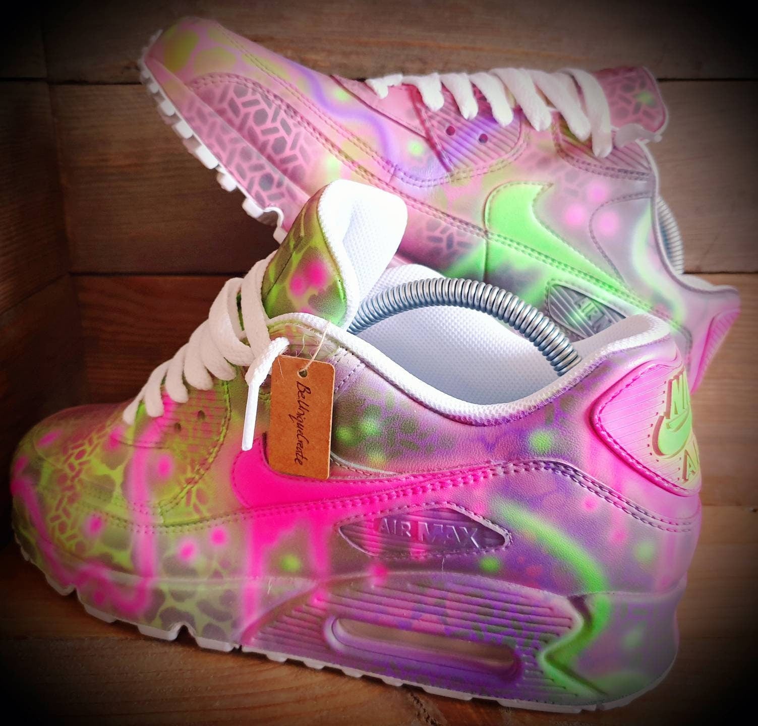 Custom Painted Air Max  90/Sneakers/Shoes/Kicks/Premium/Personalised/Pink-Purple Graffiti