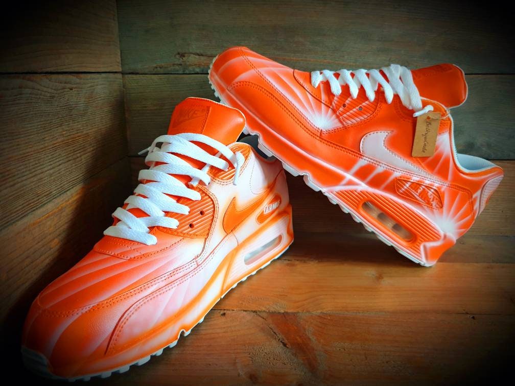 Custom Painted Air Max 90/Sneakers/Shoes/Kicks/Premium/Personalised/Icey Drip-Orange