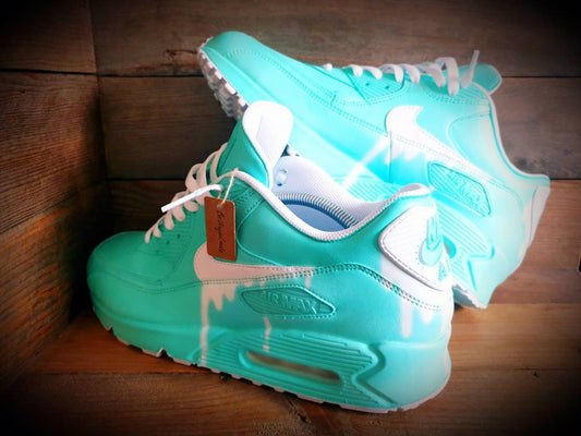 Custom Painted Air Max 90/Sneakers/Shoes/Kicks/Premium/Personalised/Classic Drip-Aqua