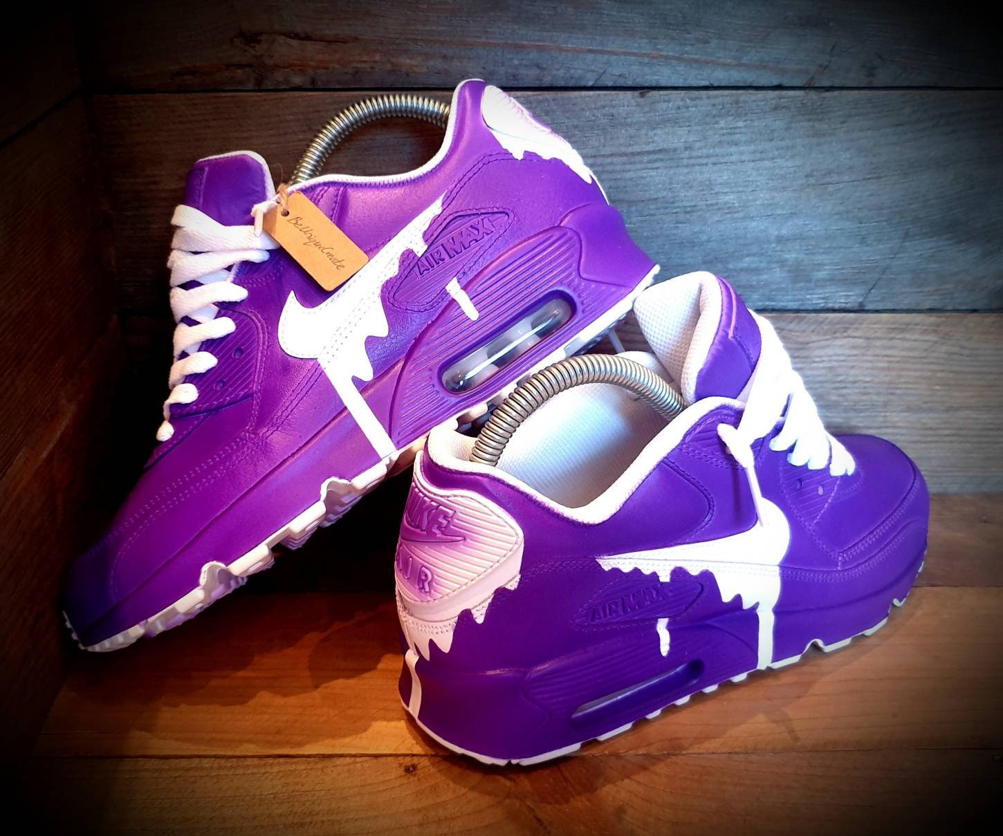 Custom Painted Air Max 90/Sneakers/Shoes/Kicks/Premium/Personalised/Classic Drip-Purple