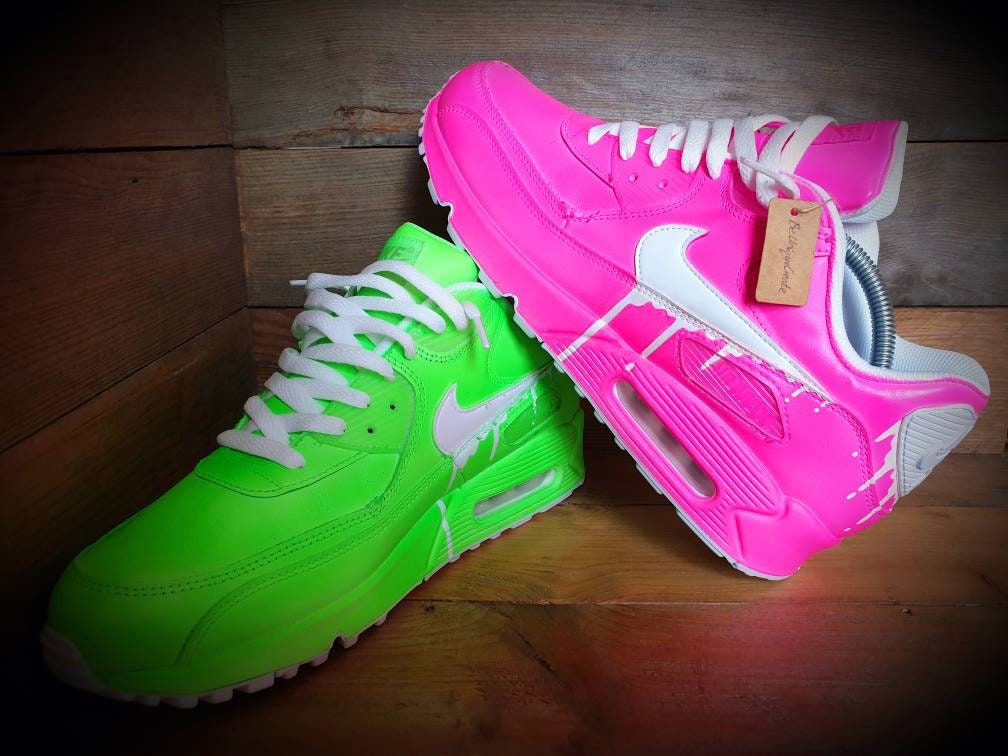 Custom Painted Air Max 90/Sneakers/Shoes/Kicks/Premium/Personalised/Odd Neons