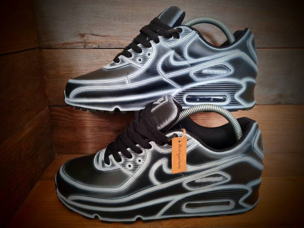 Custom Painted Air Max 90/Sneakers/Shoes/Kicks/Premium/Personalised/Black Cartoon
