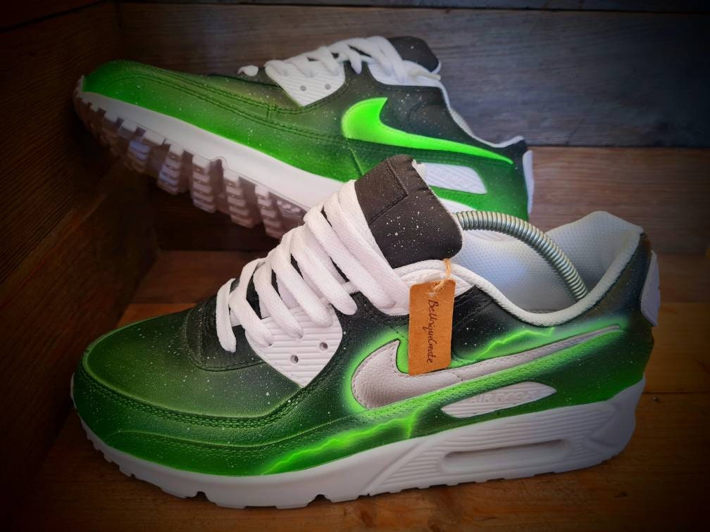 Custom Painted Air Max 90/Sneakers/Shoes/Kicks/Premium/Personalised/Neon Lightning