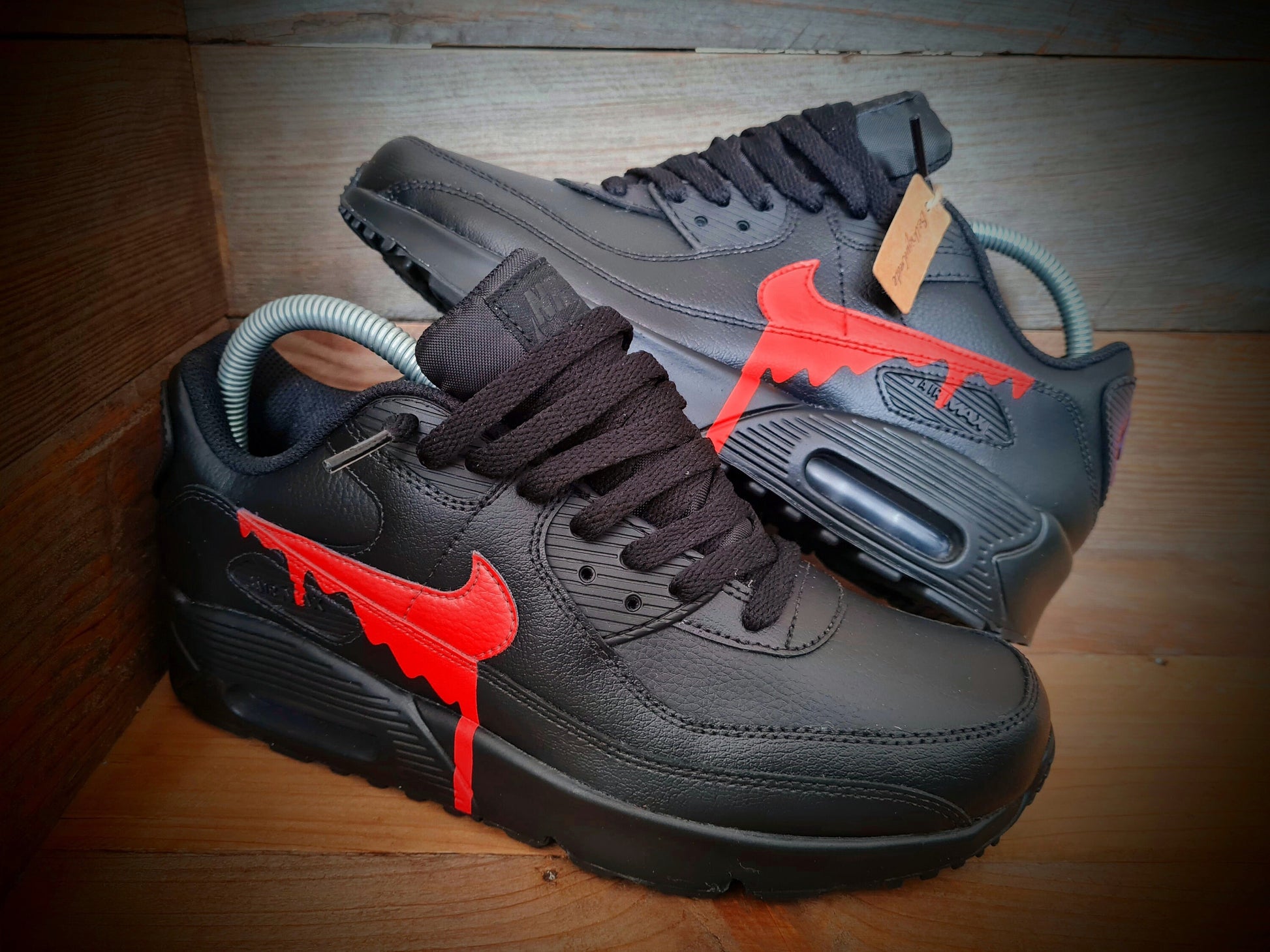 Custom Painted Air Max 90/Sneakers/Shoes/Kicks/Premium/Personalised/Red Drip