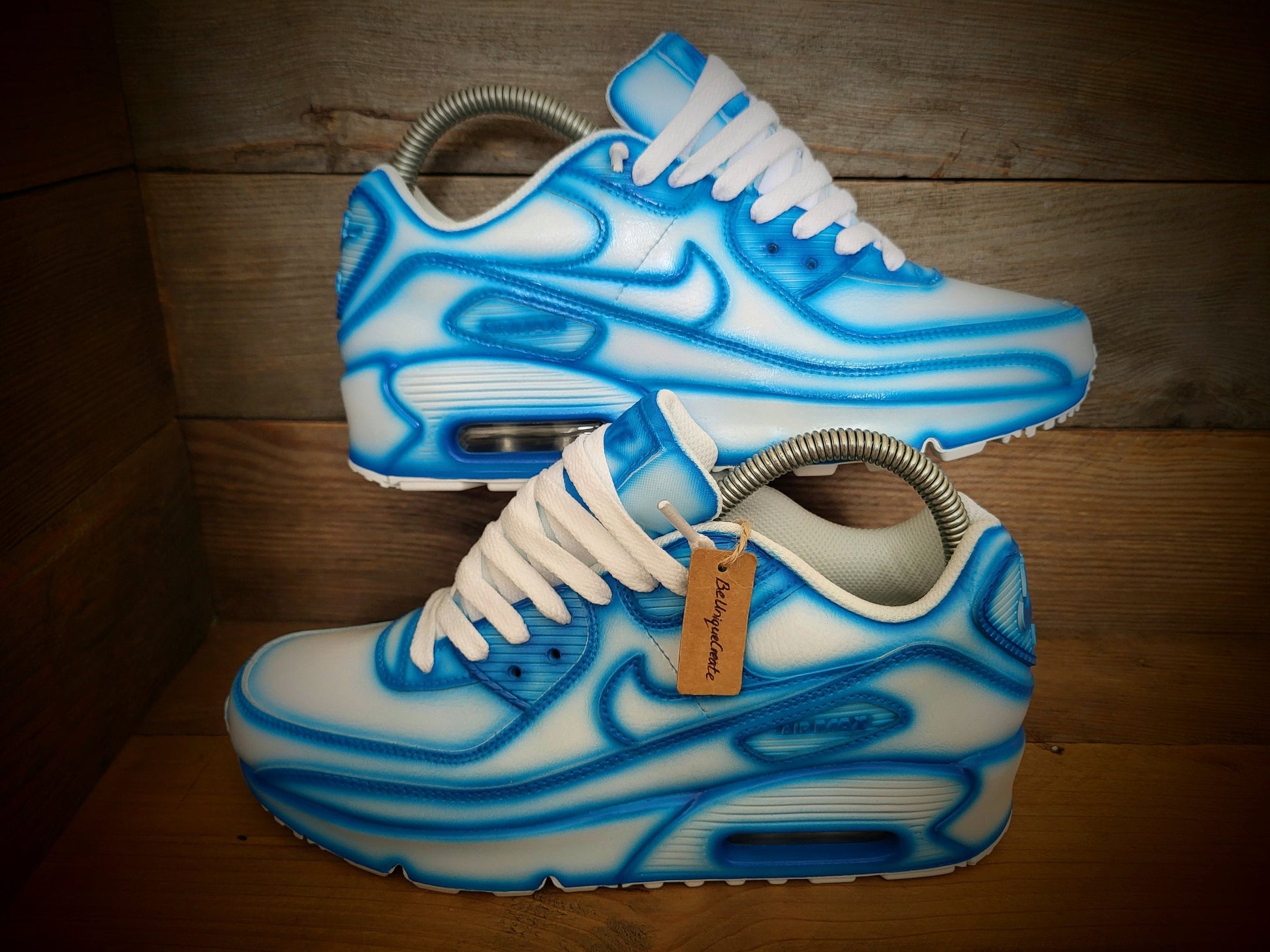Custom Painted Air Max 90/Sneakers/Shoes/Kicks/Premium/Personalised/Blue Cartoon