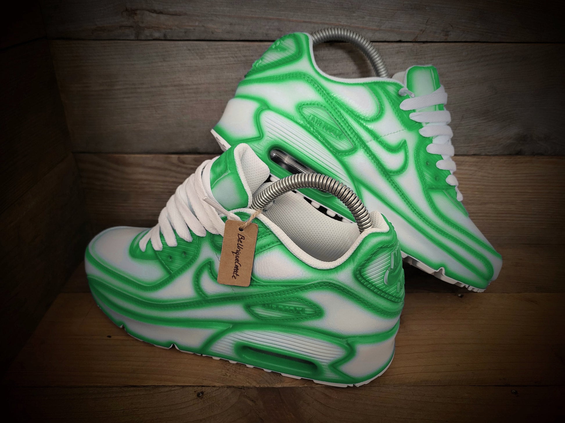 Custom Painted Air Max 90/Sneakers/Shoes/Kicks/Premium/Personalised/Green Cartoon