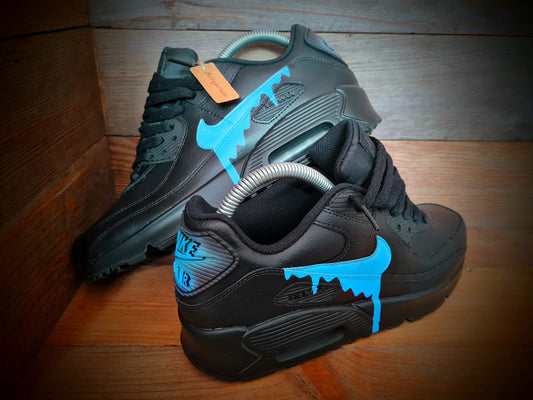 Custom Painted Air Max 90/Sneakers/Shoes/Kicks/Premium/Personalised/Pale Blue Drip