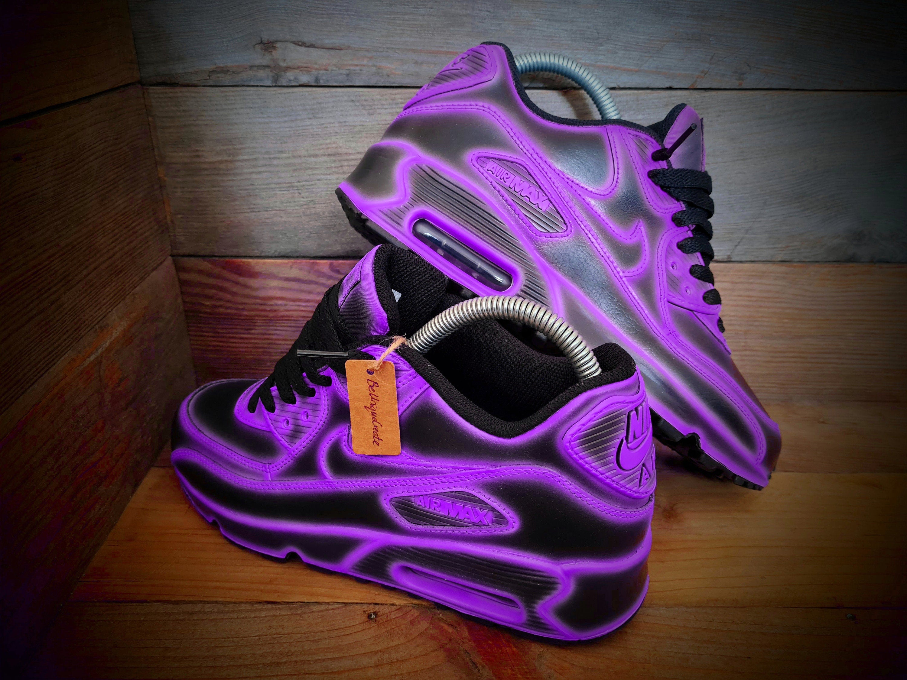 Nike Air Max 90: Neon Purple Cartoon – BeUniqueCreate – Custom Painted  Shoes in UK