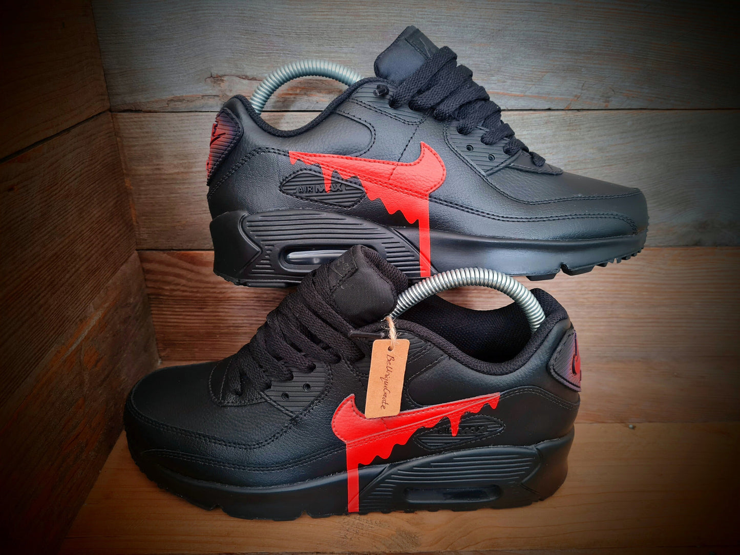 Custom Painted Air Max 90/Sneakers/Shoes/Kicks/Premium/Personalised/Red Drip