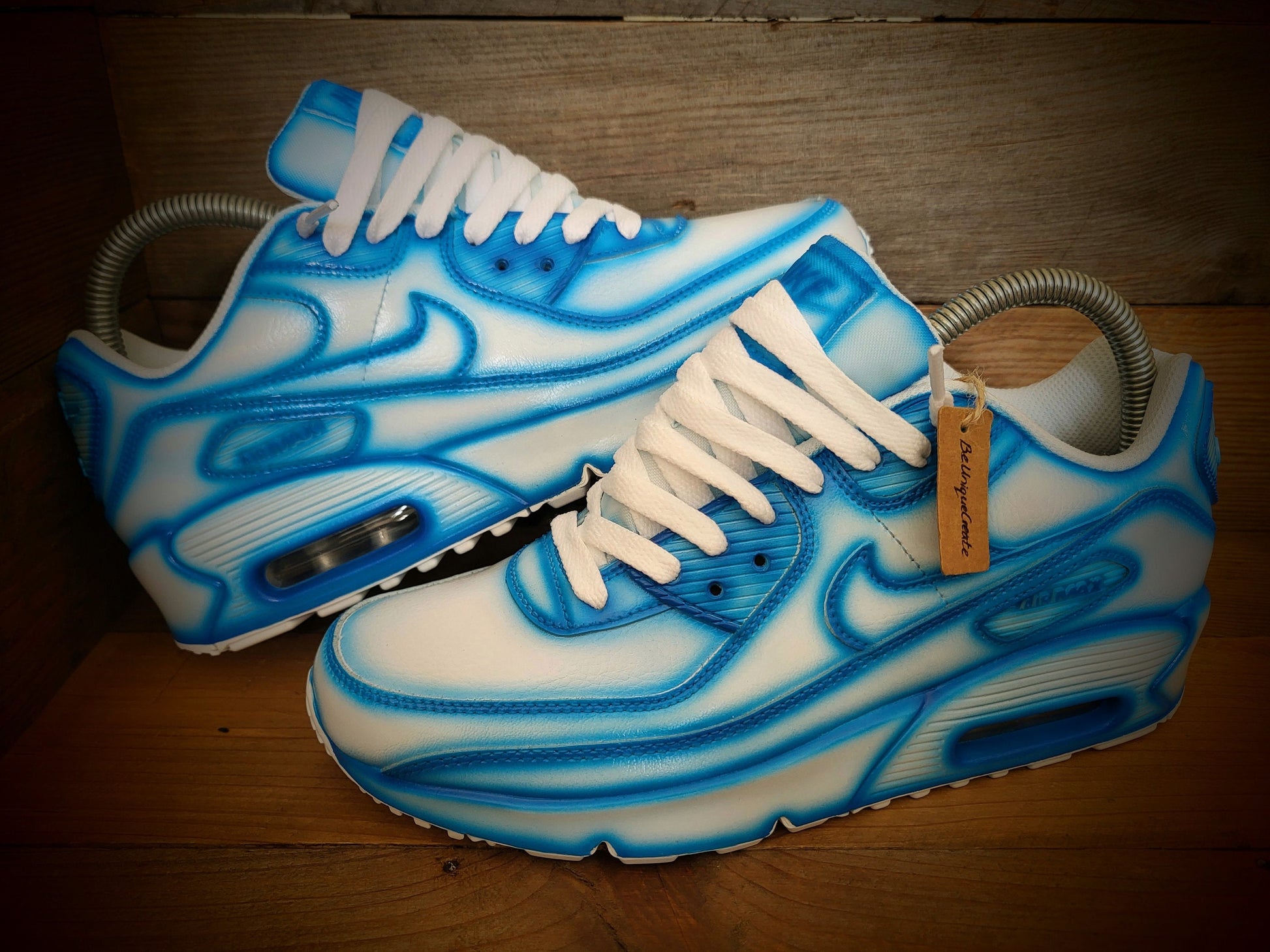 Custom Painted Air Max 90/Sneakers/Shoes/Kicks/Premium/Personalised/Blue Cartoon