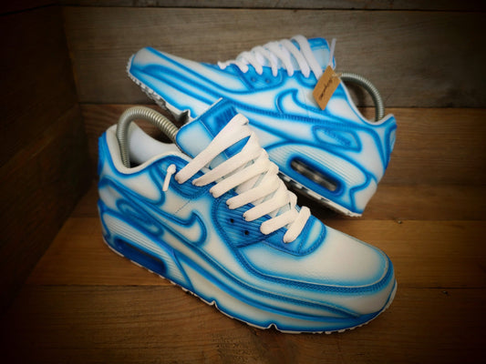 Custom Painted Air Max 90/Sneakers/Shoes/Kicks/Premium/Personalised/Blue Cartoon