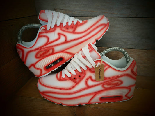 Custom Painted Air Max 90/Sneakers/Shoes/Kicks/Premium/Personalised/Red Cartoon