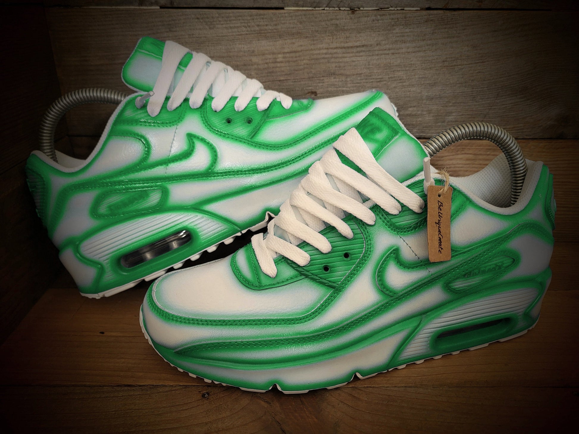 Custom Painted Air Max 90/Sneakers/Shoes/Kicks/Premium/Personalised/Green Cartoon
