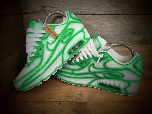 Custom Painted Air Max 90/Sneakers/Shoes/Kicks/Premium/Personalised/Green Cartoon