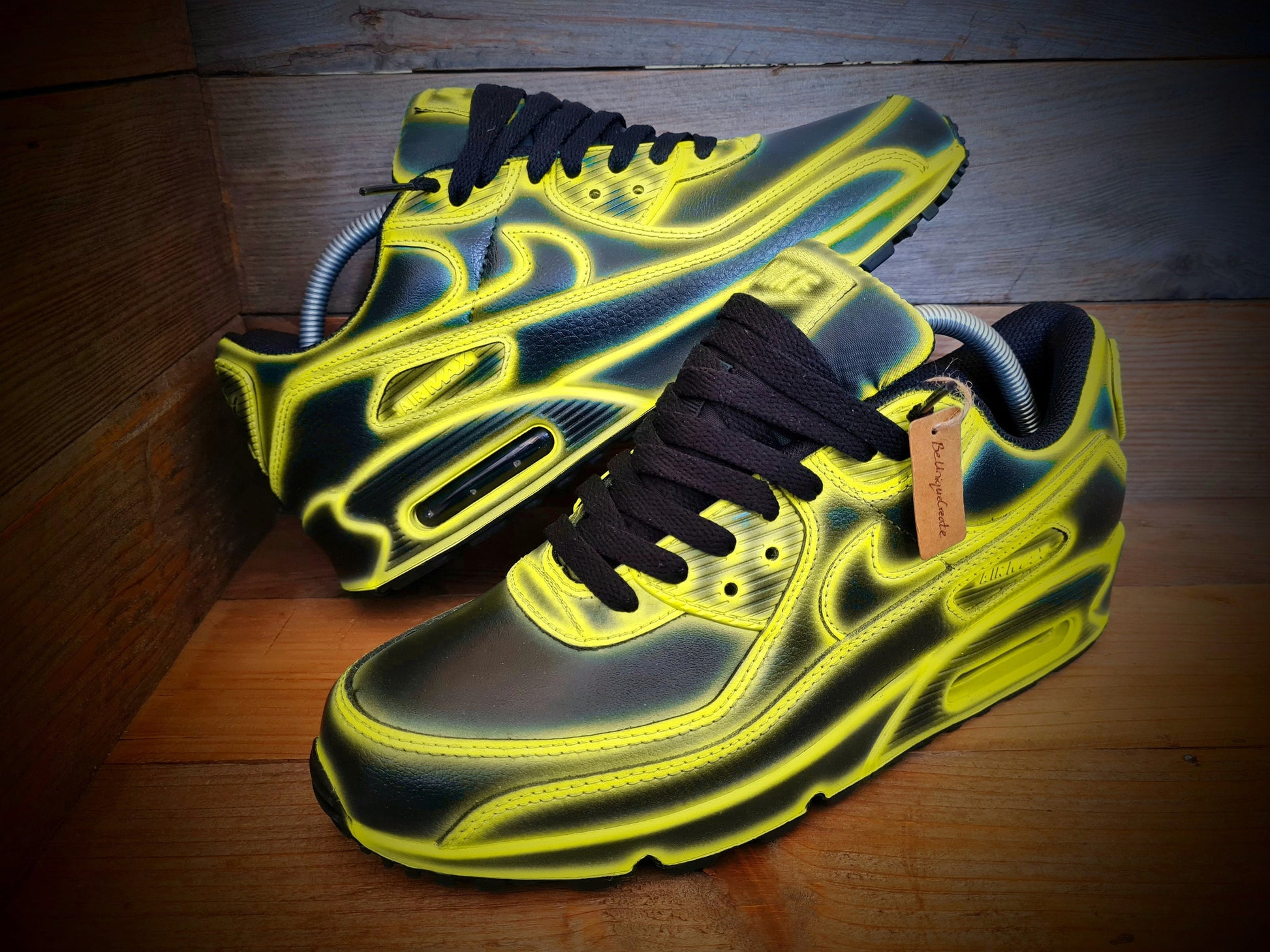 Custom Painted Air Max 90/Sneakers/Shoes/Kicks/Premium/Personalised/Yellow Cartoon