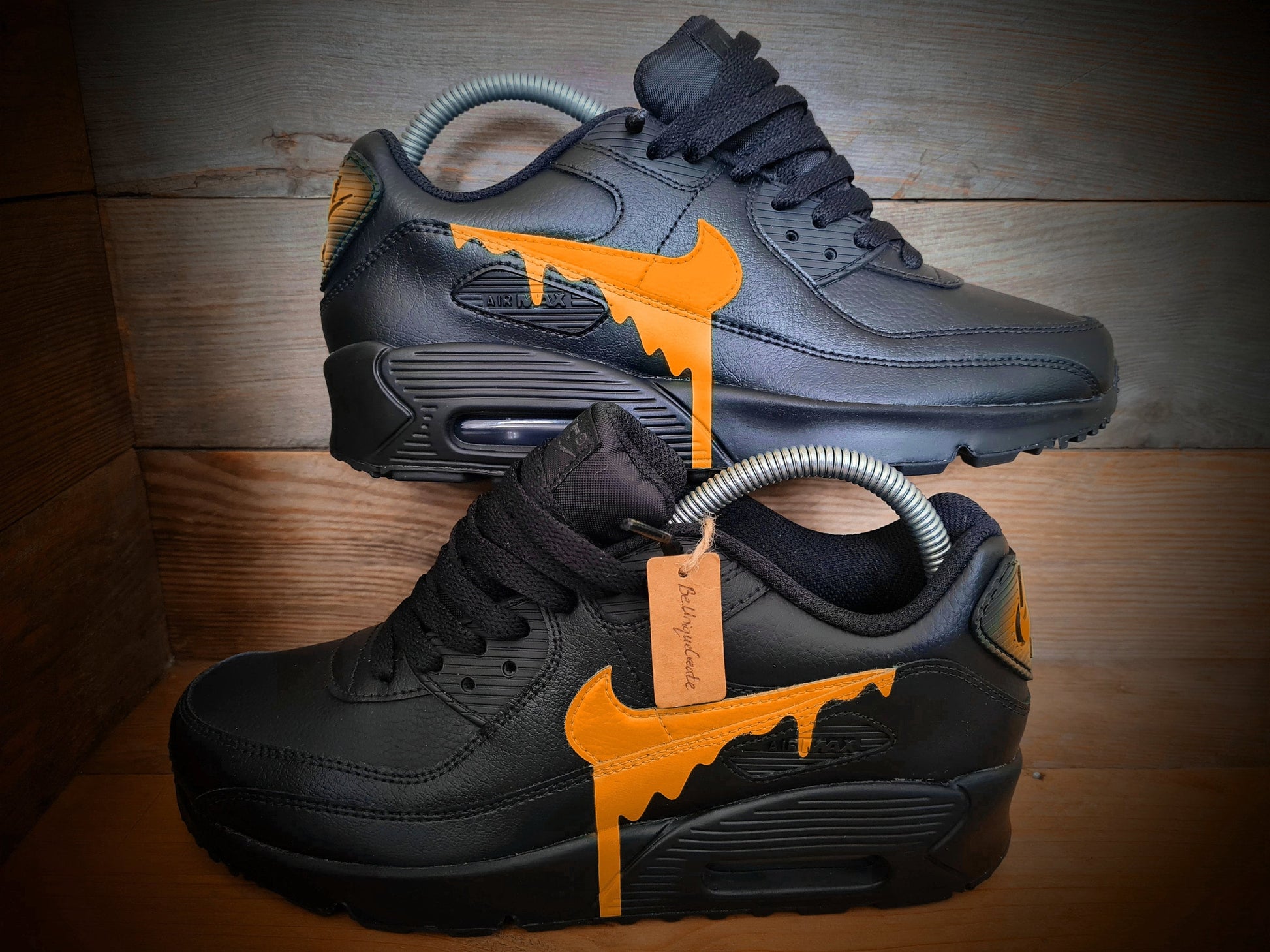 Custom Painted Air Max 90/Sneakers/Shoes/Kicks/Premium/Personalised/Orange Drip