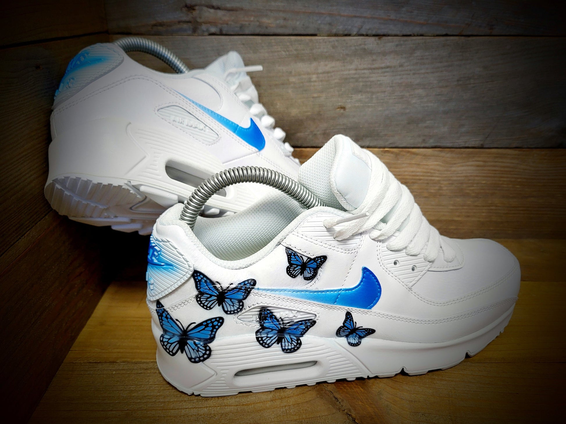 Custom Painted Air Max 90/Sneakers/Shoes/Kicks/Premium/Personalised/Blue Butterfly