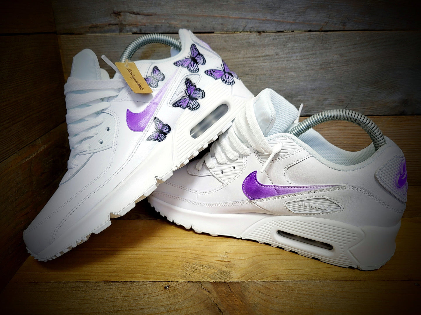 Custom Painted Air Max 90/Sneakers/Shoes/Kicks/Premium/Personalised/Purple Butterfly