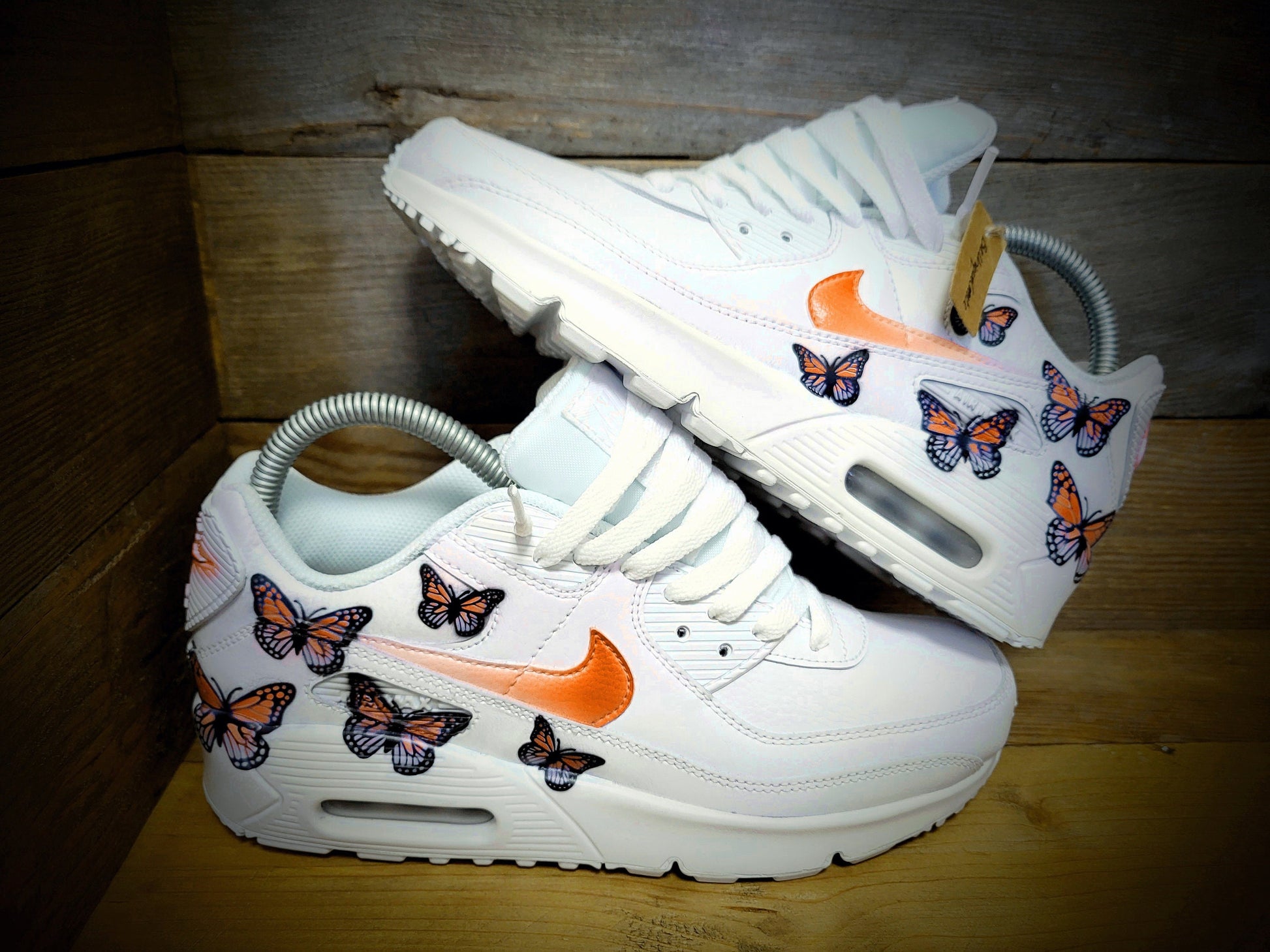 Custom Painted Air Max 90/Sneakers/Shoes/Kicks/Premium/Personalised/Orange Butterfly