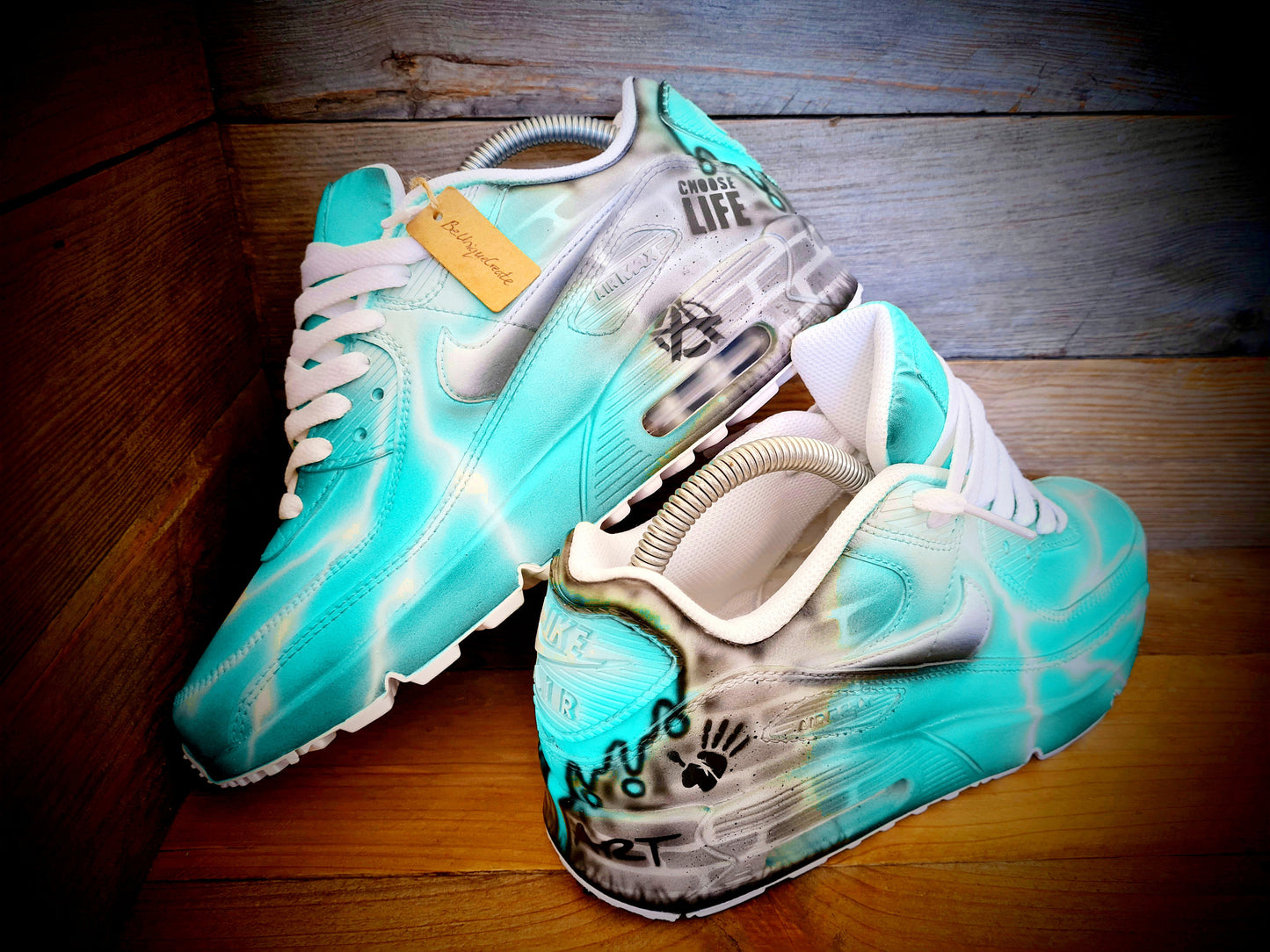Custom Painted Air Max 90/Sneakers/Shoes/Kicks/Premium/Personalised/Aqua Brick Art