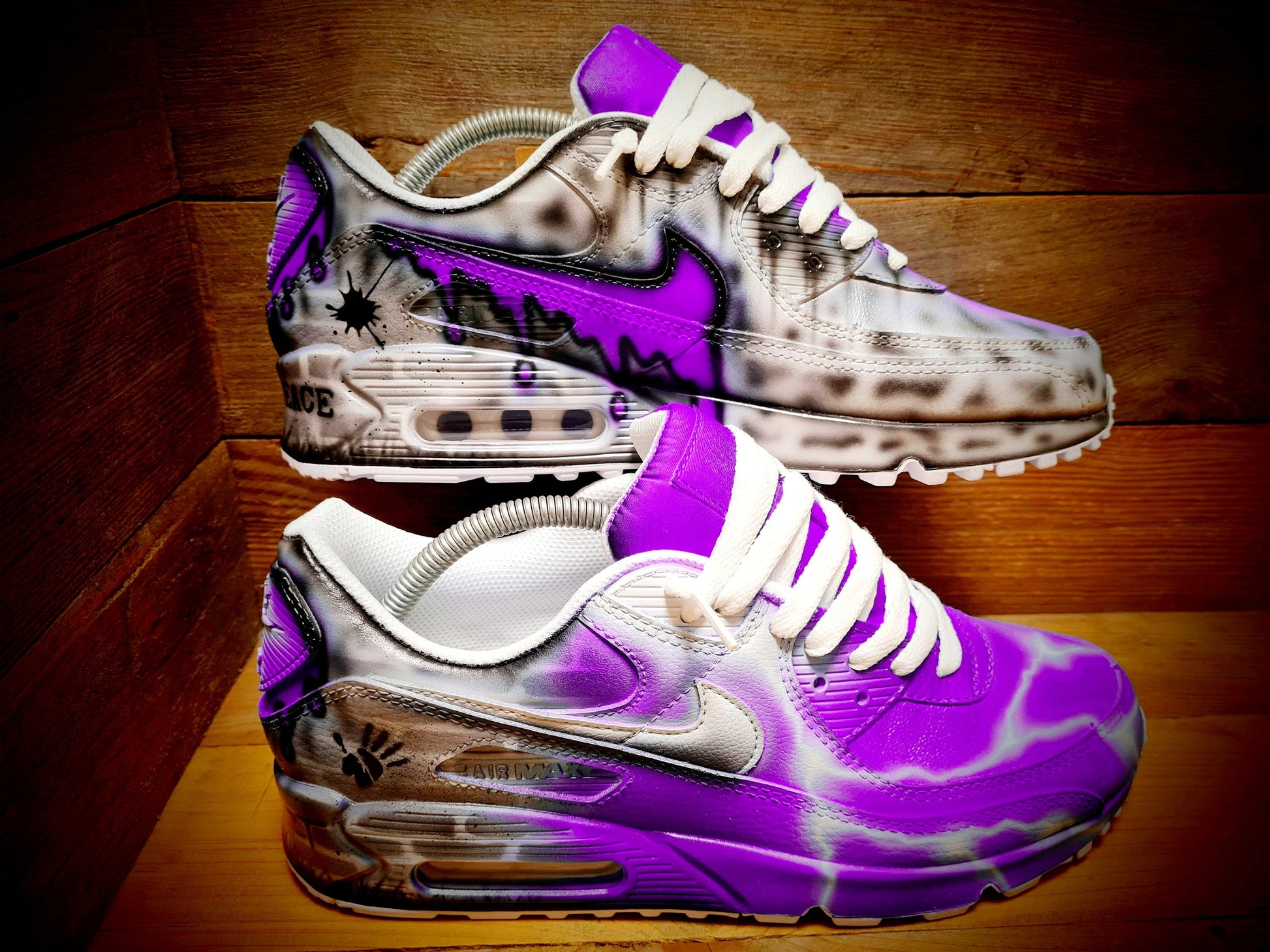 Custom Painted Air Max 90/Sneakers/Shoes/Kicks/Premium/Personalised/Purple Brick Art