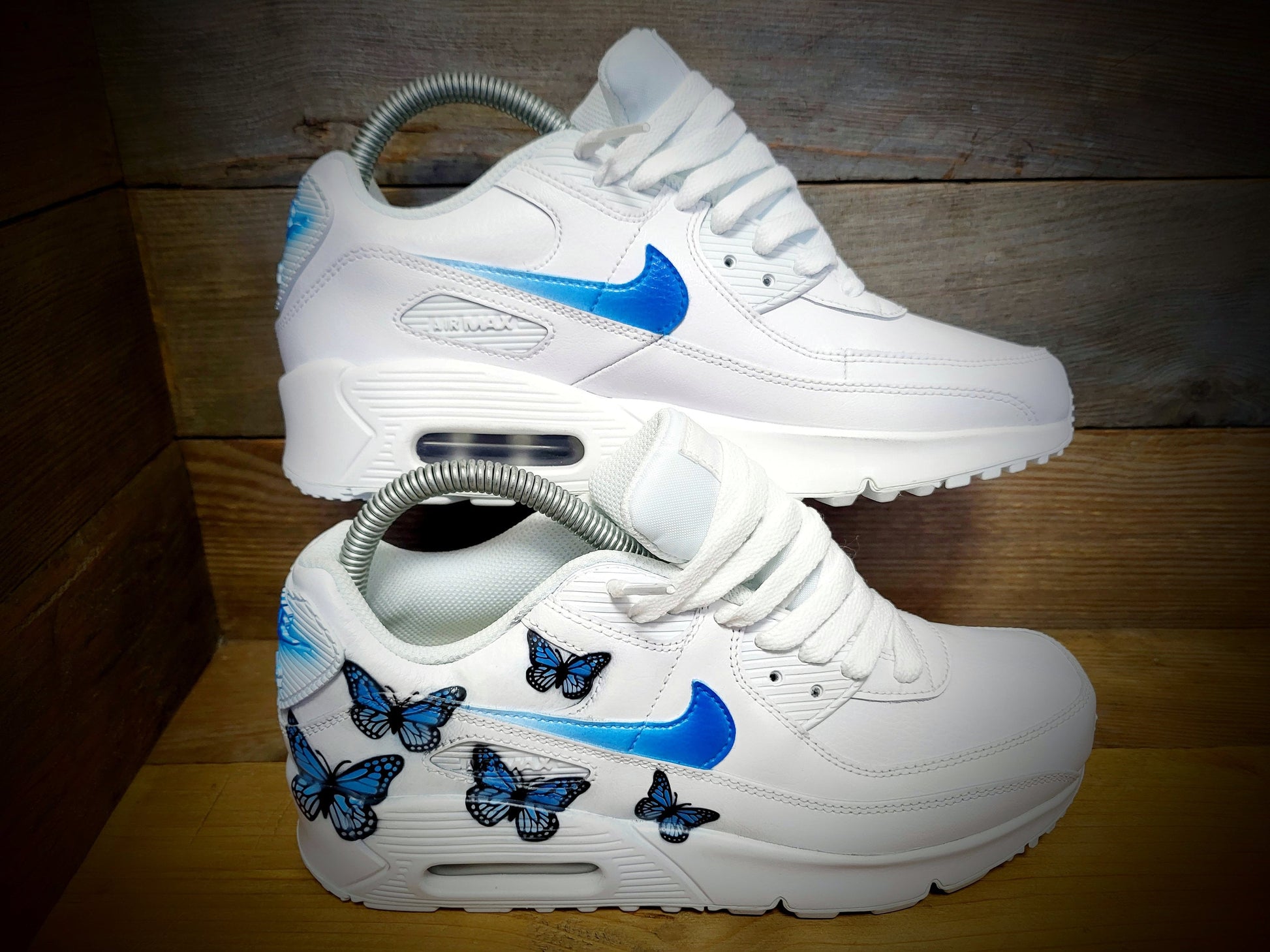 Custom Painted Air Max 90/Sneakers/Shoes/Kicks/Premium/Personalised/Blue Butterfly