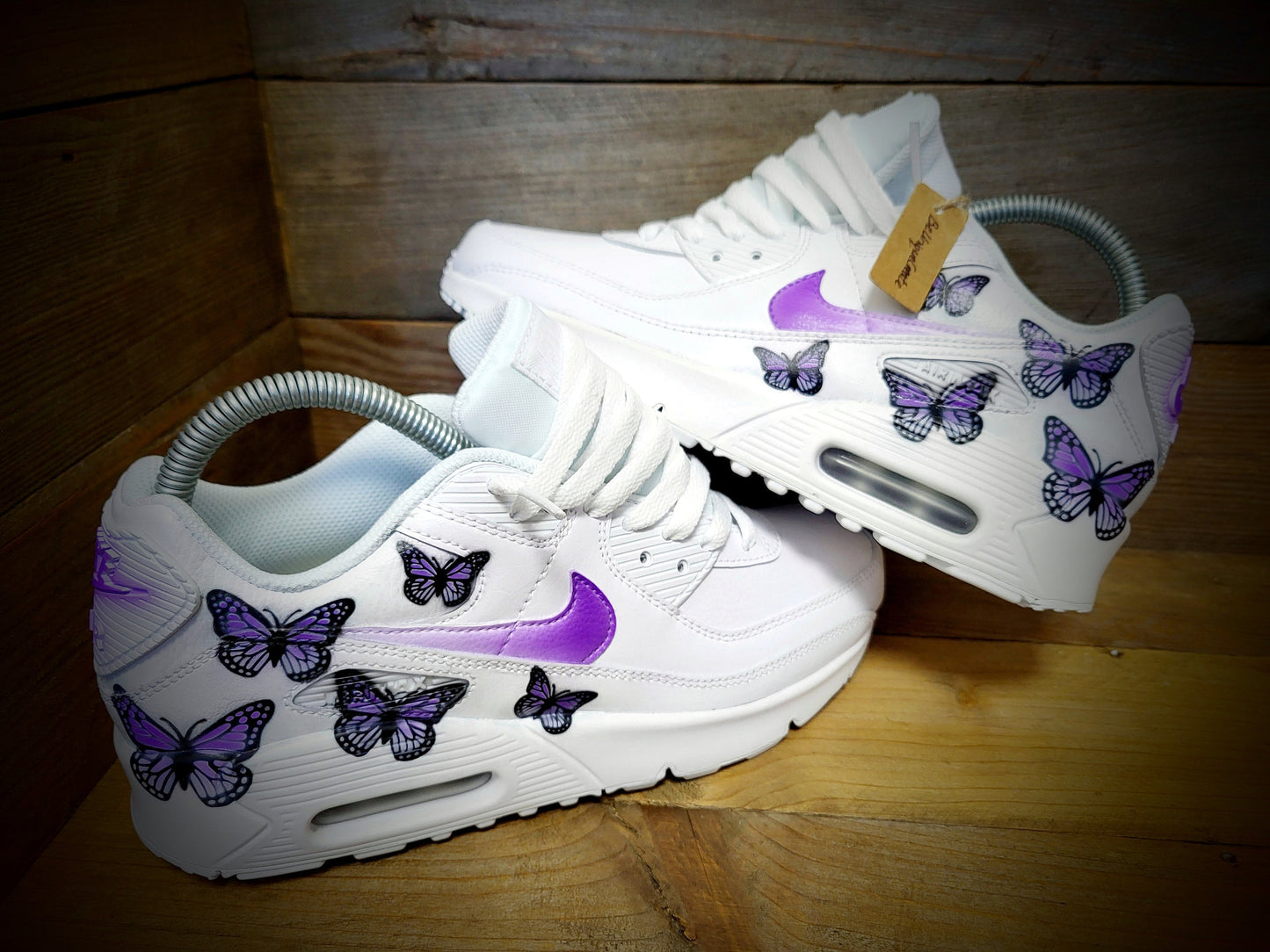 Custom Painted Air Max 90/Sneakers/Shoes/Kicks/Premium/Personalised/Purple Butterfly